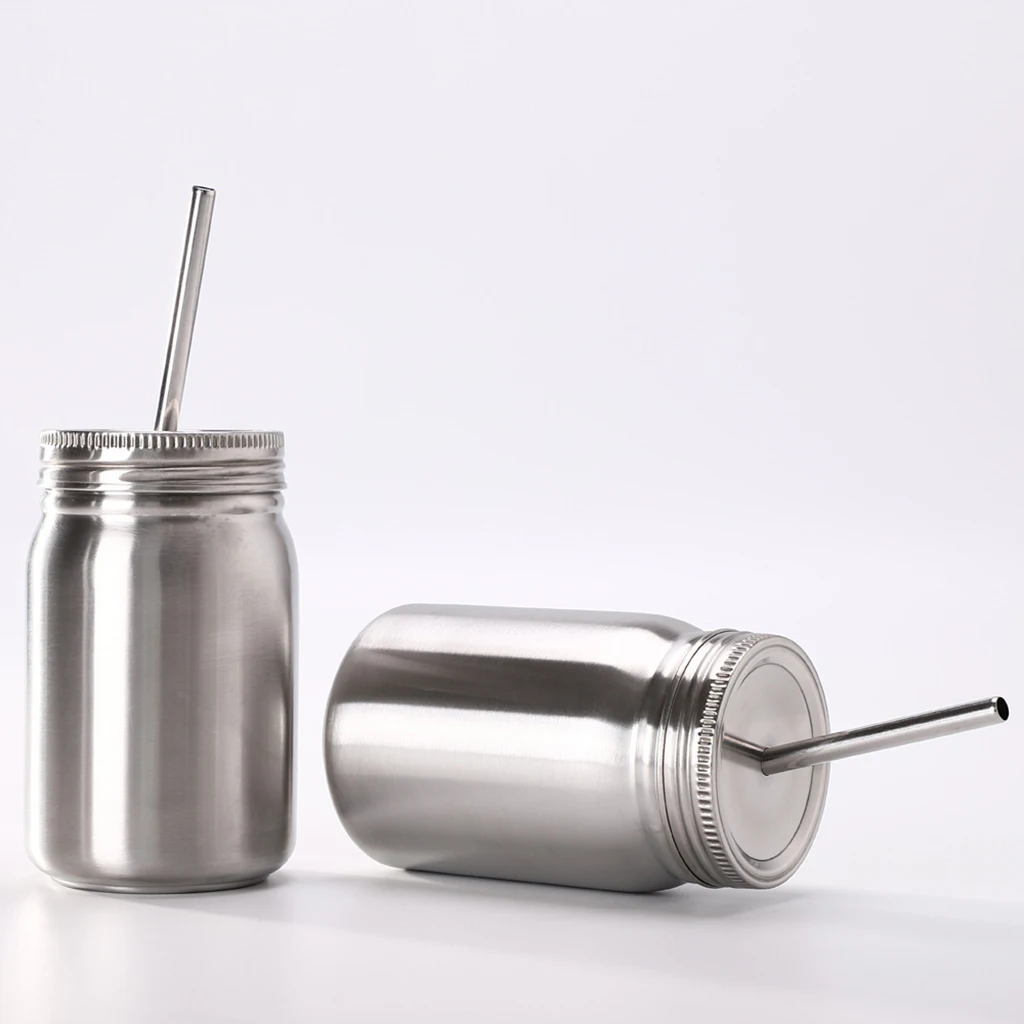 Stainless Steel Mason Jar Unbreakable Tumbler Dishwasher Safe Beverage Travel