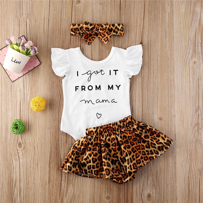 Baby Clothing Set classic Ma&Baby 0-24M Summer Newborn Baby Girl Clothes Set Leopard Outfits Set Letter Bodysuit+Shorts+Headband Cute Baby Clothes D35 baby girl cotton clothing set