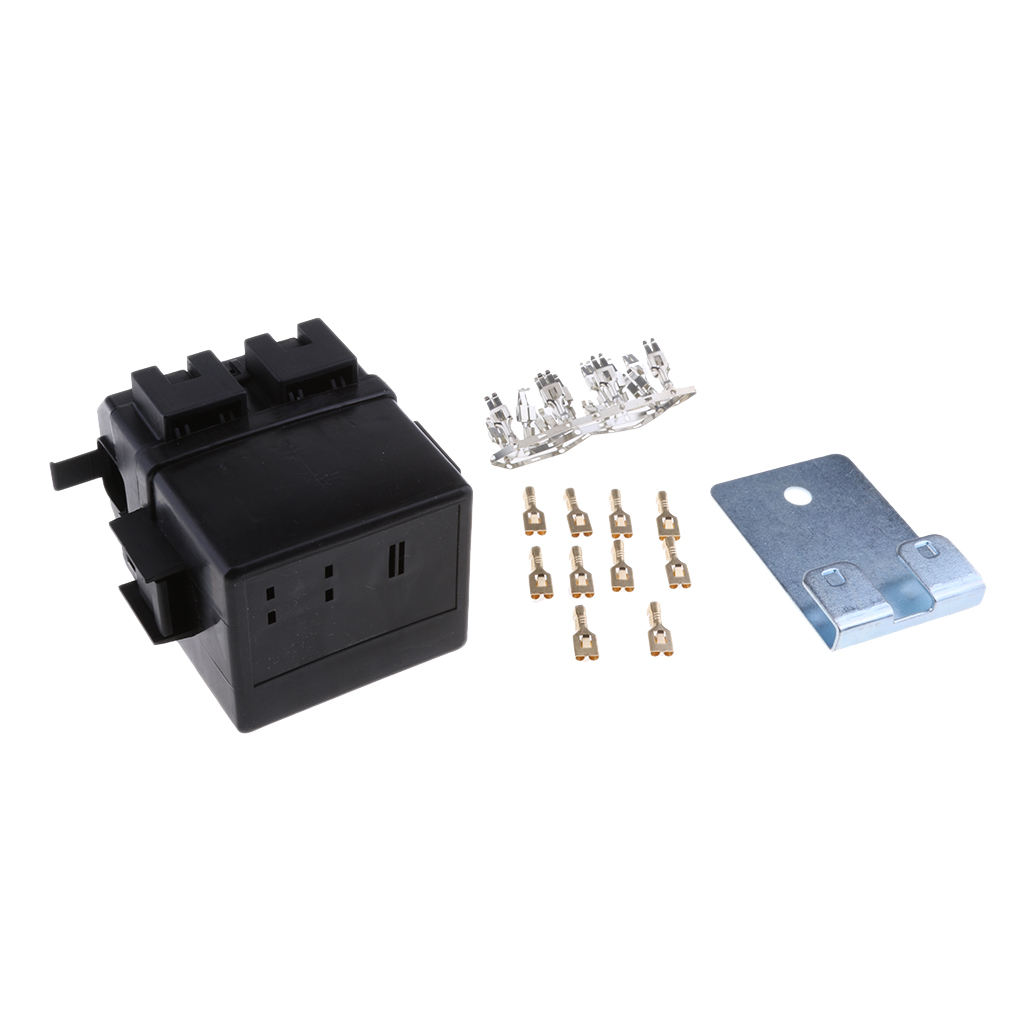 1 Set Black 2 Way Circuit Auto Relay Blade Fuse Box Insurance Panel Metal