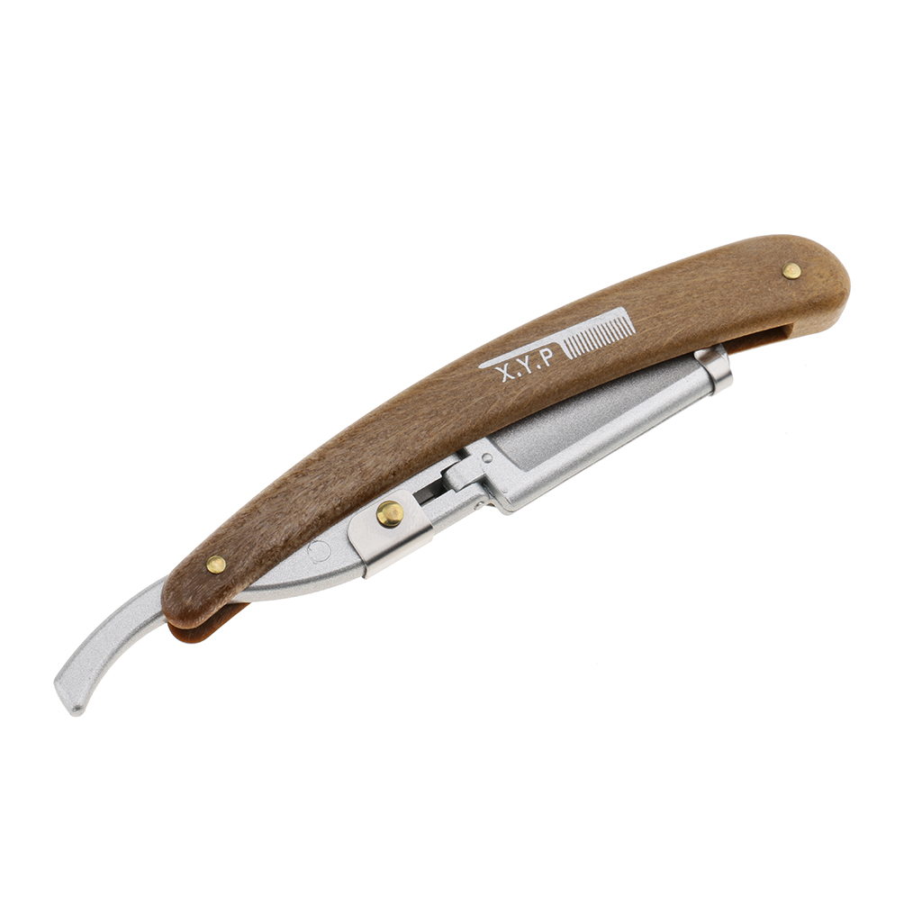 Folding Alloy Wooden Handle Barber Men's Straight Cut Throat Shaving Razors