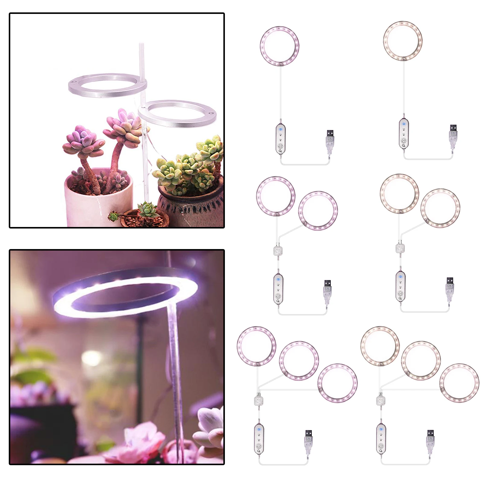 Full Spectrum Grow Light Indoor Desktop Plant Growth Lamp 20 Beads with Acrylic Rod, Up to 50000hours
