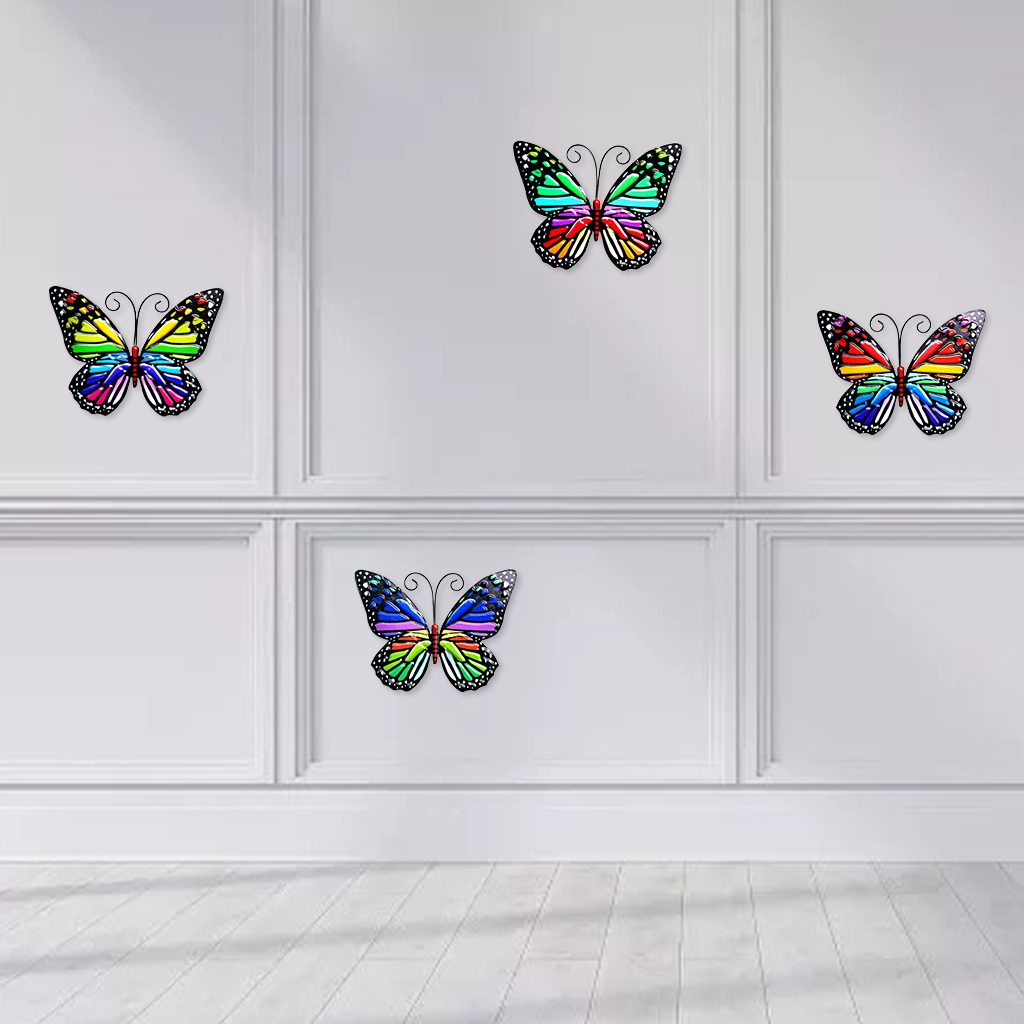 4x Butterfly Garden Wall Decor Yard Patio Fence Sculpture Hanging Decoration