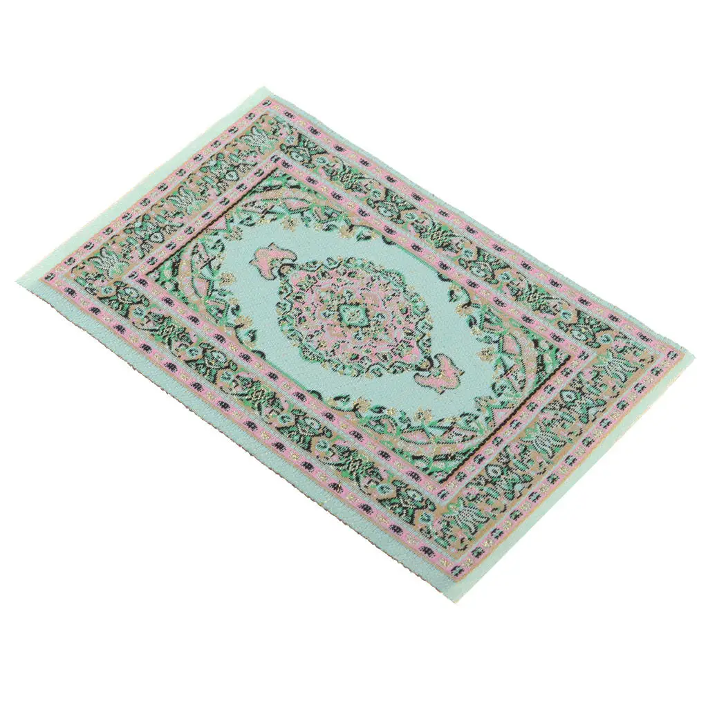 1/12 Green Miniature Turkish Floor Covering Rug Dolls House Furniture Accs