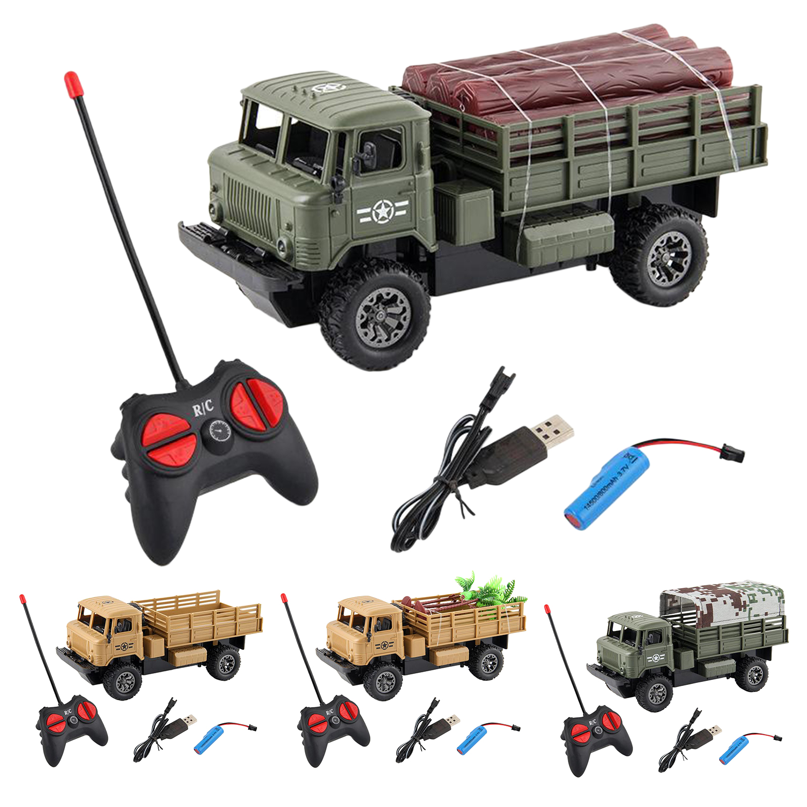 4CH RC Construction Truck LED Light Remote Control 4WD Off-Road Vehicle Toys