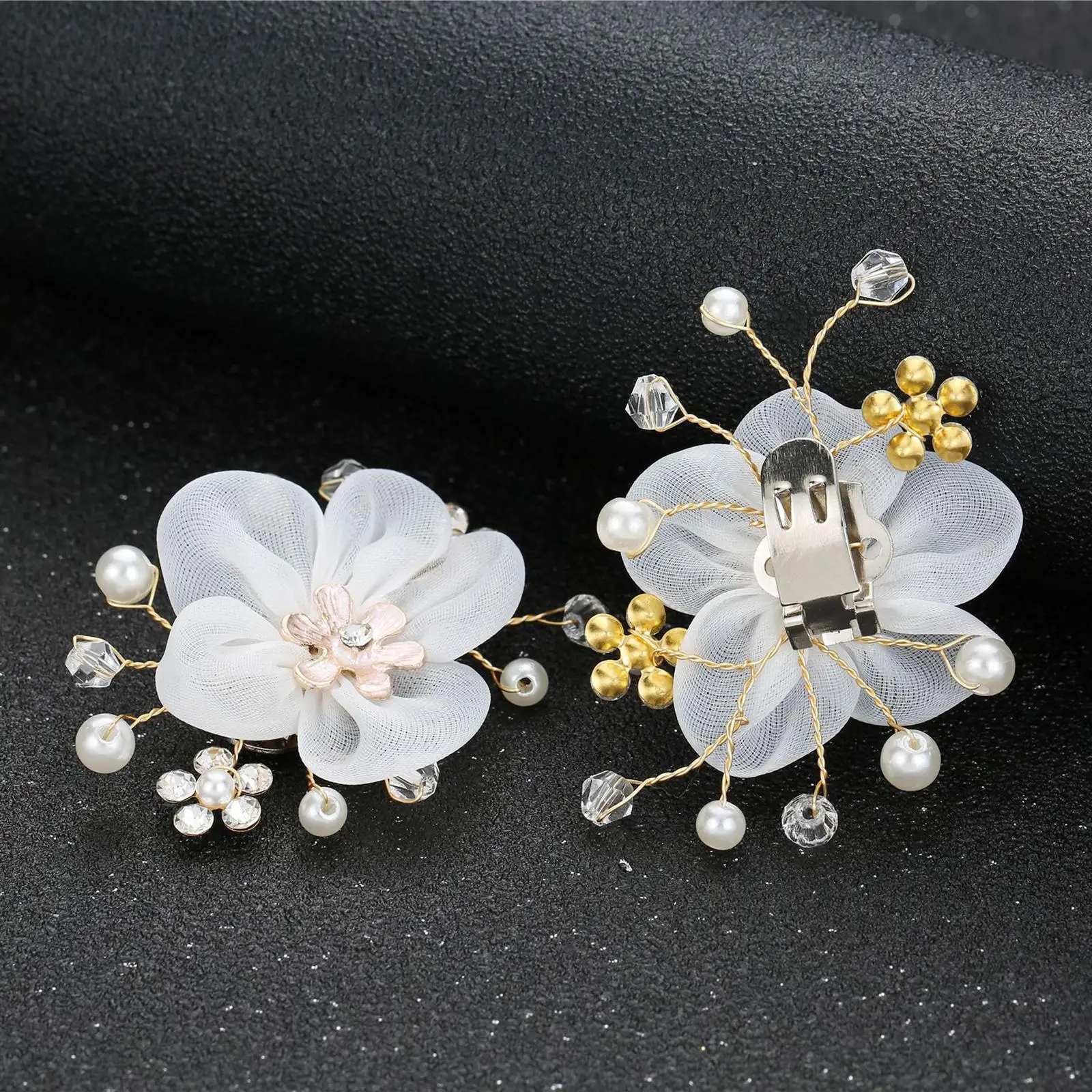 2x Flower Shoe Clips Bridal Removable Craft Jewelry Decor Decorative Shoe Clip Cloth Shoe Patch for Party Decor Gift DIY Banquet