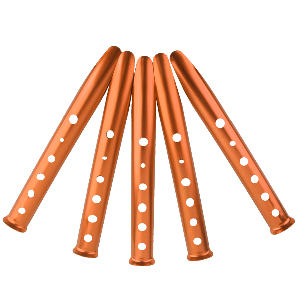 5 X Orange Aluminium Alloy Camping Hiking Trip Tent Pegs Stake Nail 31cm- Random Color