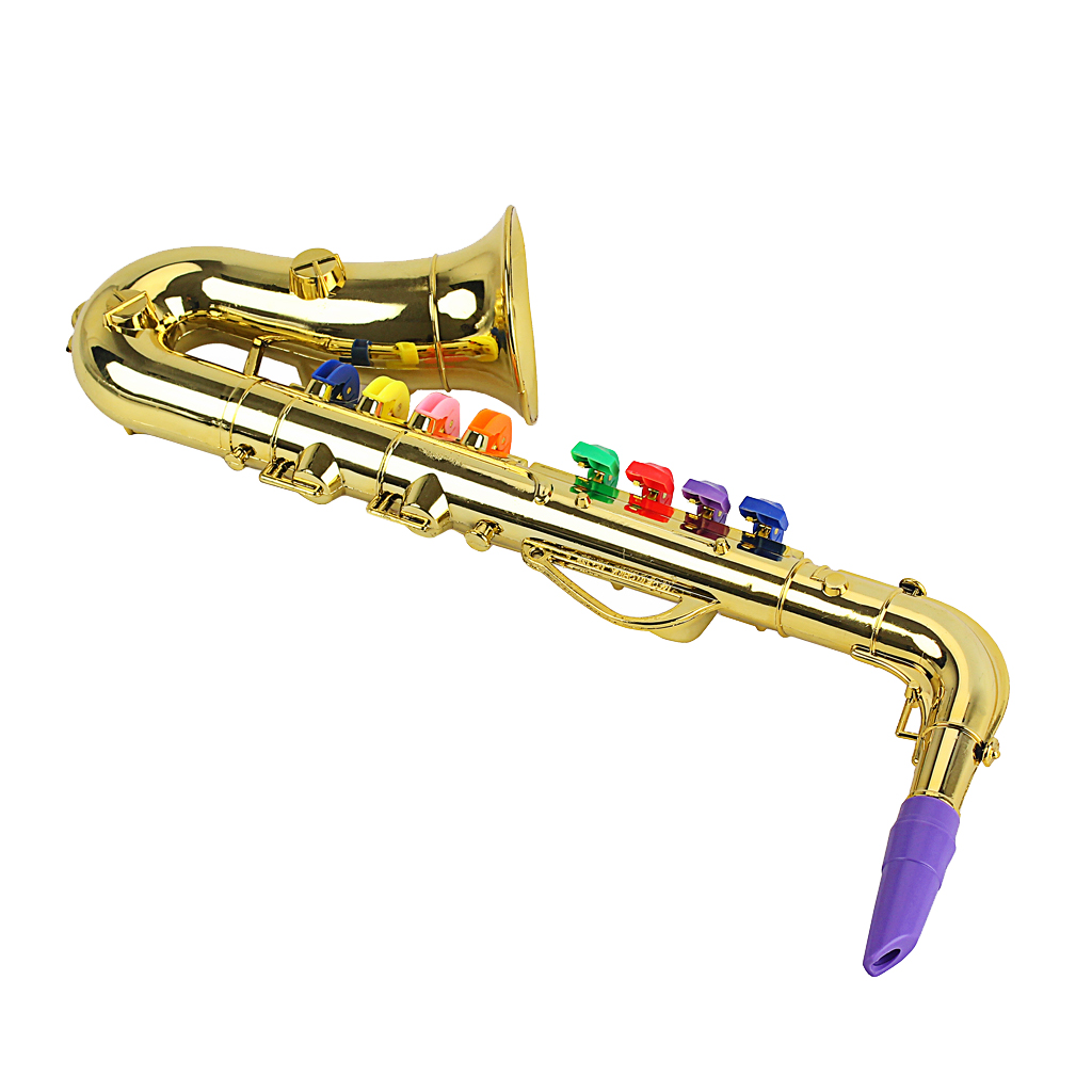 Golden Saxophone Play Prop 8 Colored Notes Music Instrument Teaching Toys