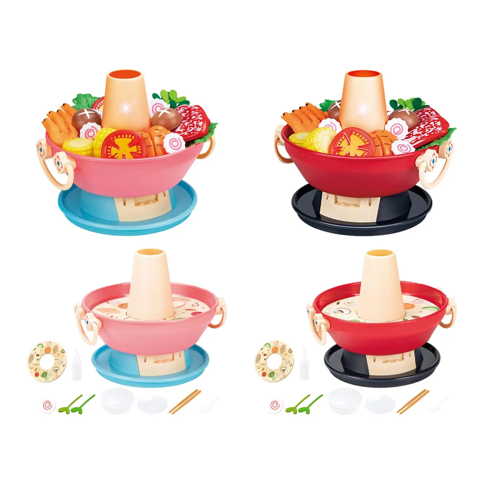 Kids Kitchen Playset Toy with Music Role Play Toy Kids Pretend Toys Cooking Toy Hot Pot for Kids 3 4 5 6 Birthday Gifts