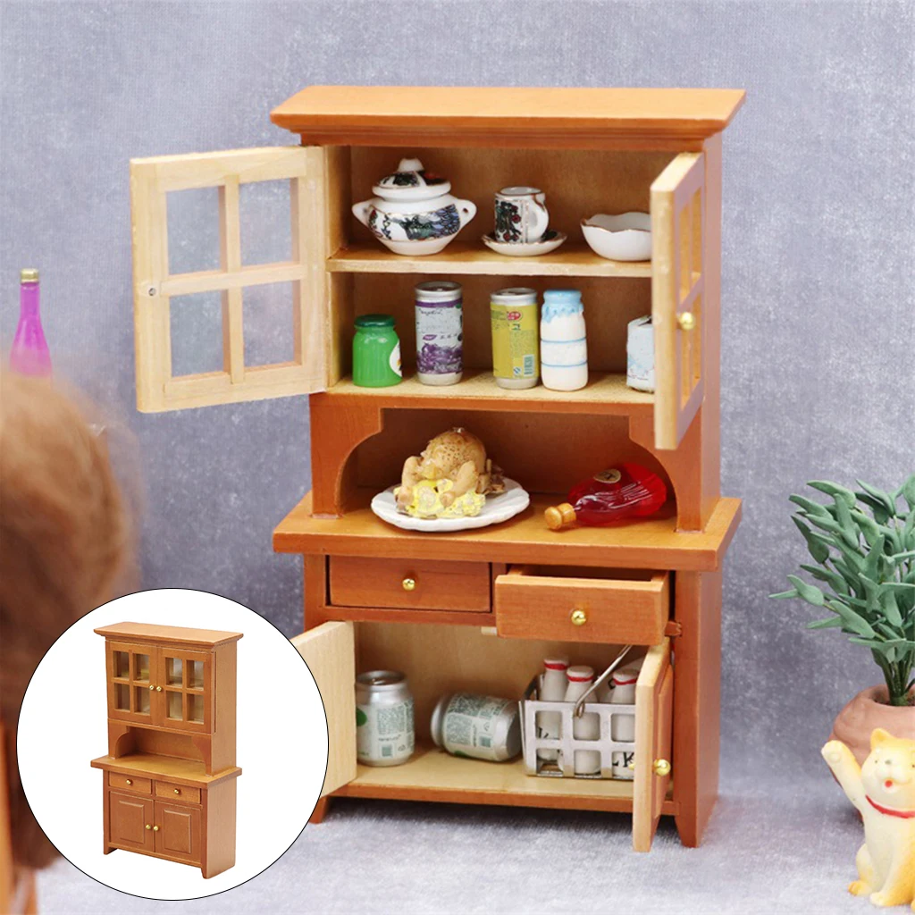 1/12 Dollhouse Miniature Furniture Wood Bookcase Cupboard Toy Doll House