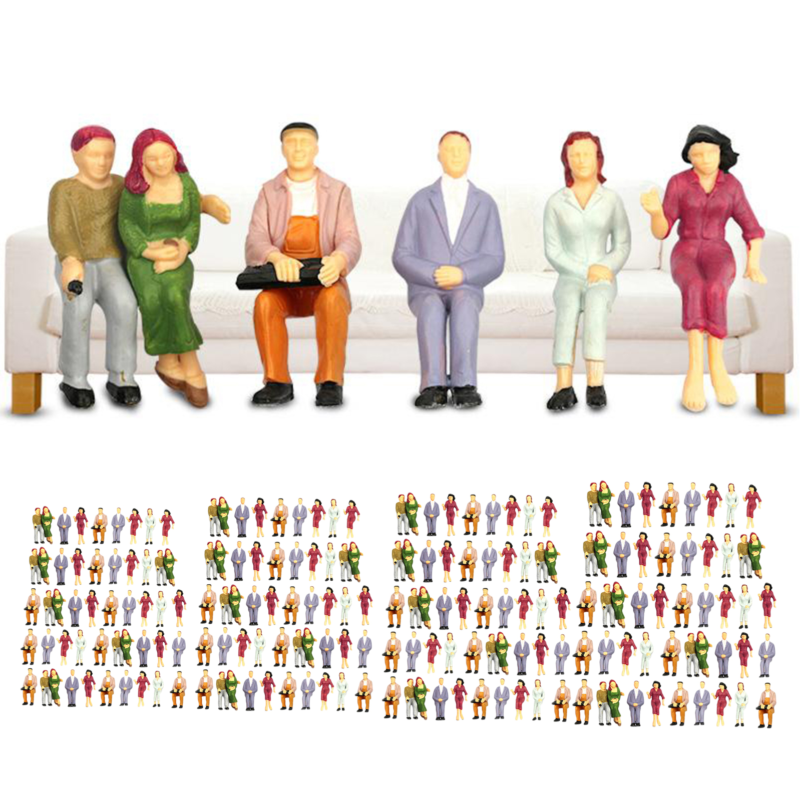 100/set 1:75 to 1:200 Gauge Train Painted Seated People Mini Figures Model