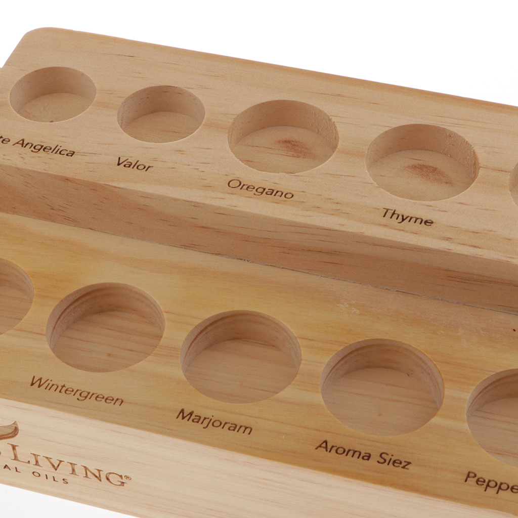 2-Tier Natural Wood Essential Oil Display Stand, Cosmetic Organizer Rack - Holds up to 12 Bottles