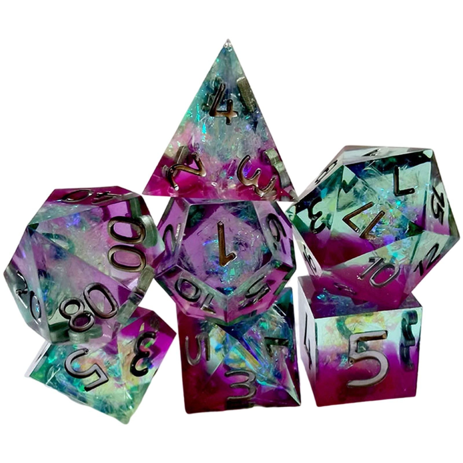 Polyedral  D4 D6 D8 D10 D12 D20 7 Cubes Dice Set for Mtg Role Playing