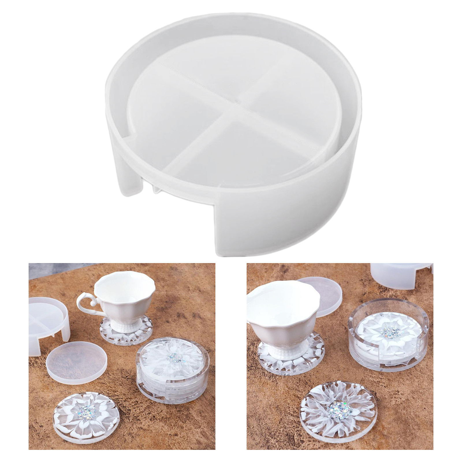 Creative Coaster Holder Silicone Mould Storage Box Epoxy Resin Casting Molds For Making Agate Coasters DIY Home Decor Cup Mats