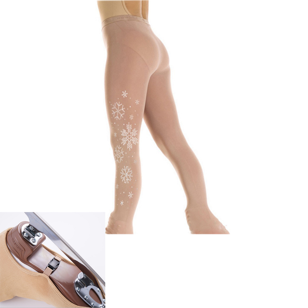 Footful Ice Figure Skating Tight Girls Women Over Boot Footless Crystal Skate Pants