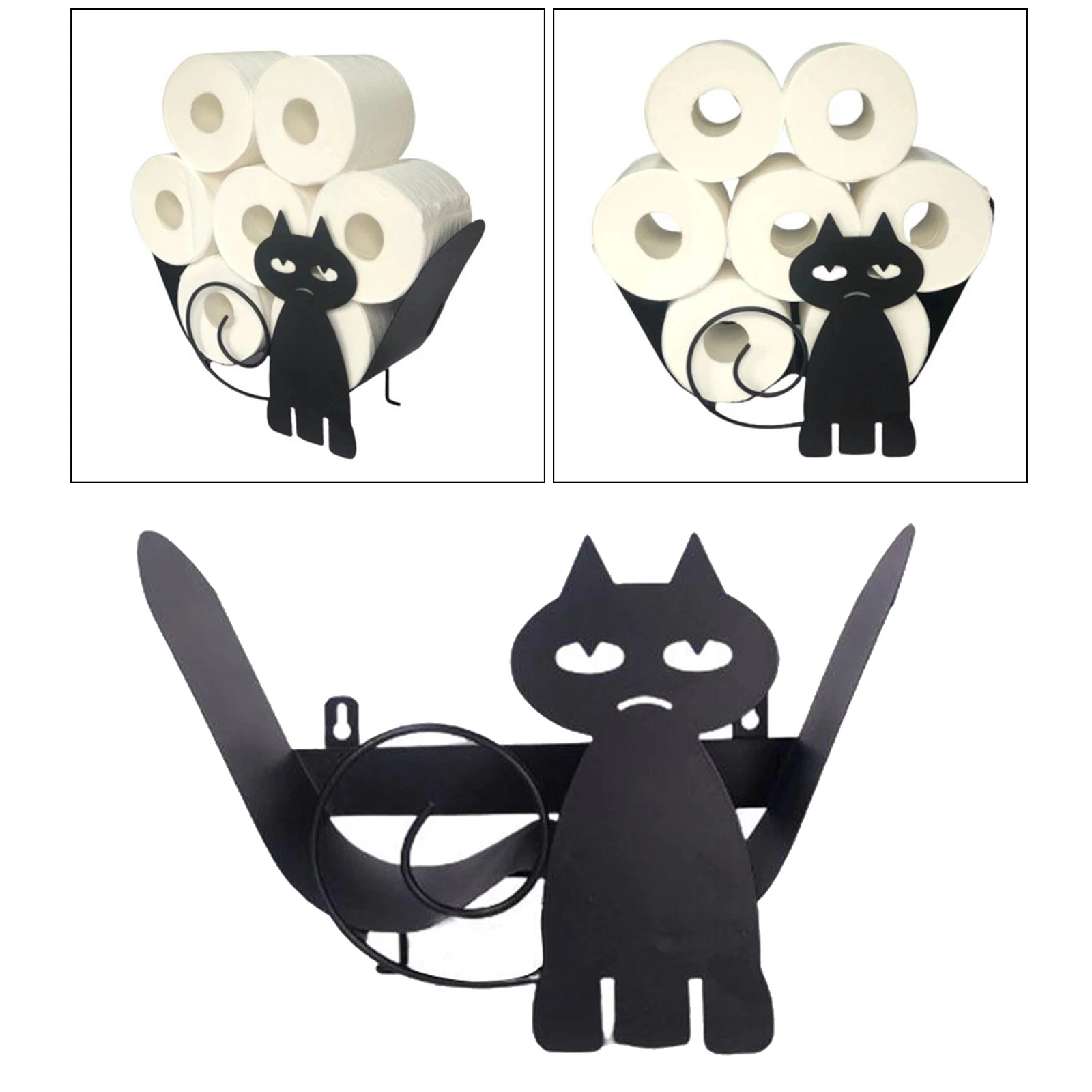 Home Iron Roll Paper Towel Holder Black Cat Crafts Bathroom Rack Ornaments Toilet Roll Holder Kitchen Bathroom Storage