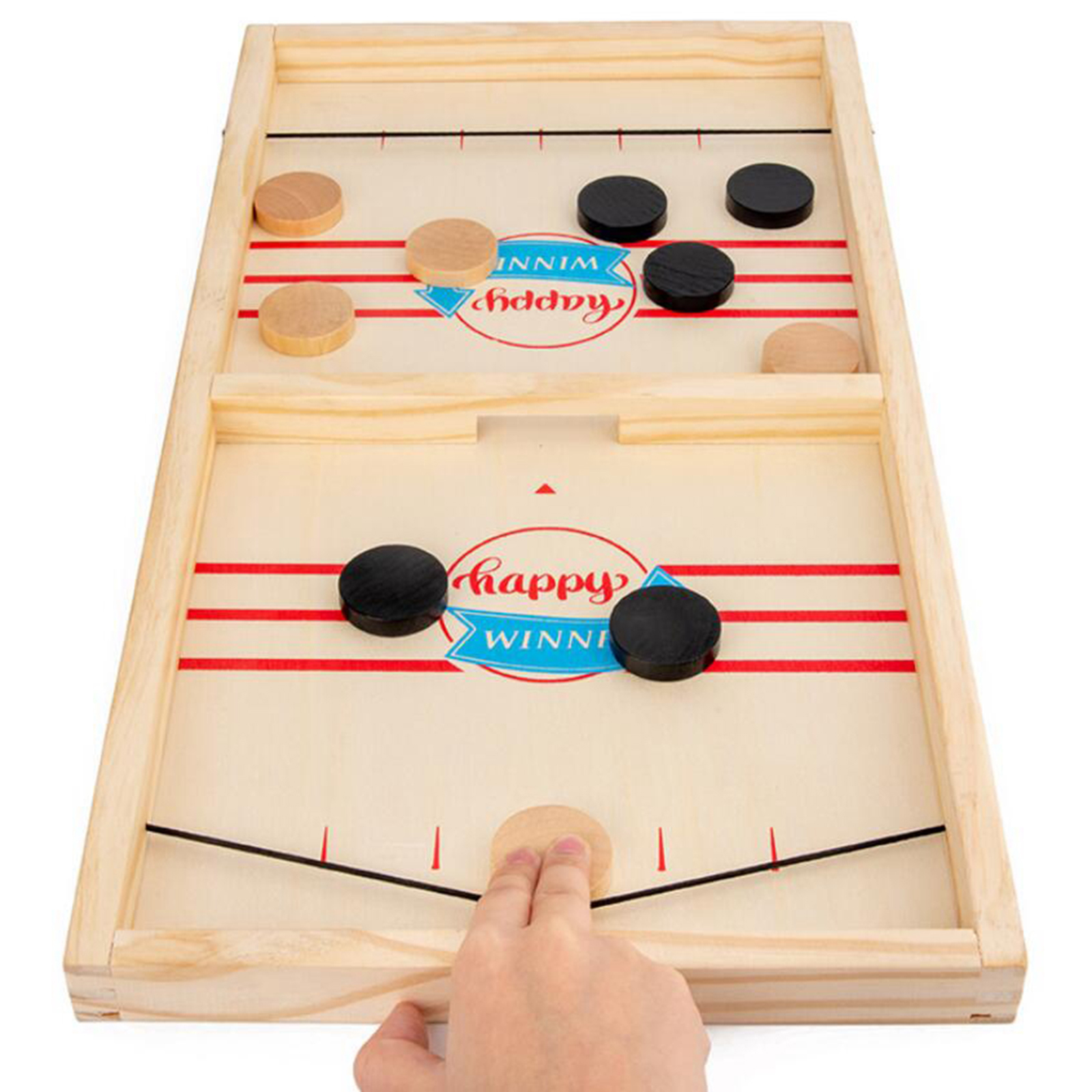 2 in 1 Sling Puck Game, Foosball Winner Board Games, Foldable Wooden Slingpuck Desktop Game Interactive Families Toys