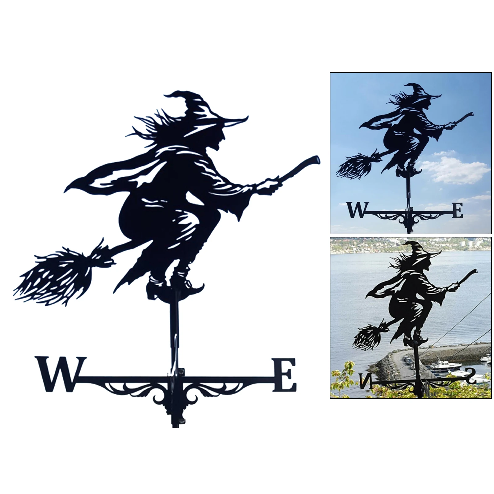 Iron Witch Weathervane Weather Vane Wind Direction Indicator Stake 30'' Tall 