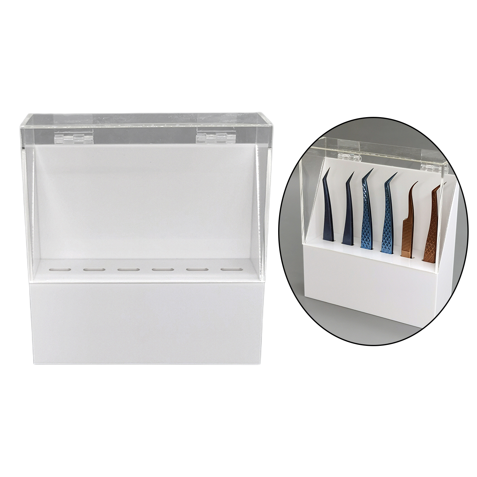 Eyelash Extension Tweezers Stands Eyelash Display Shelf Holder Dustproof Acrylic Clear Tweezers Display Stand With Cover
