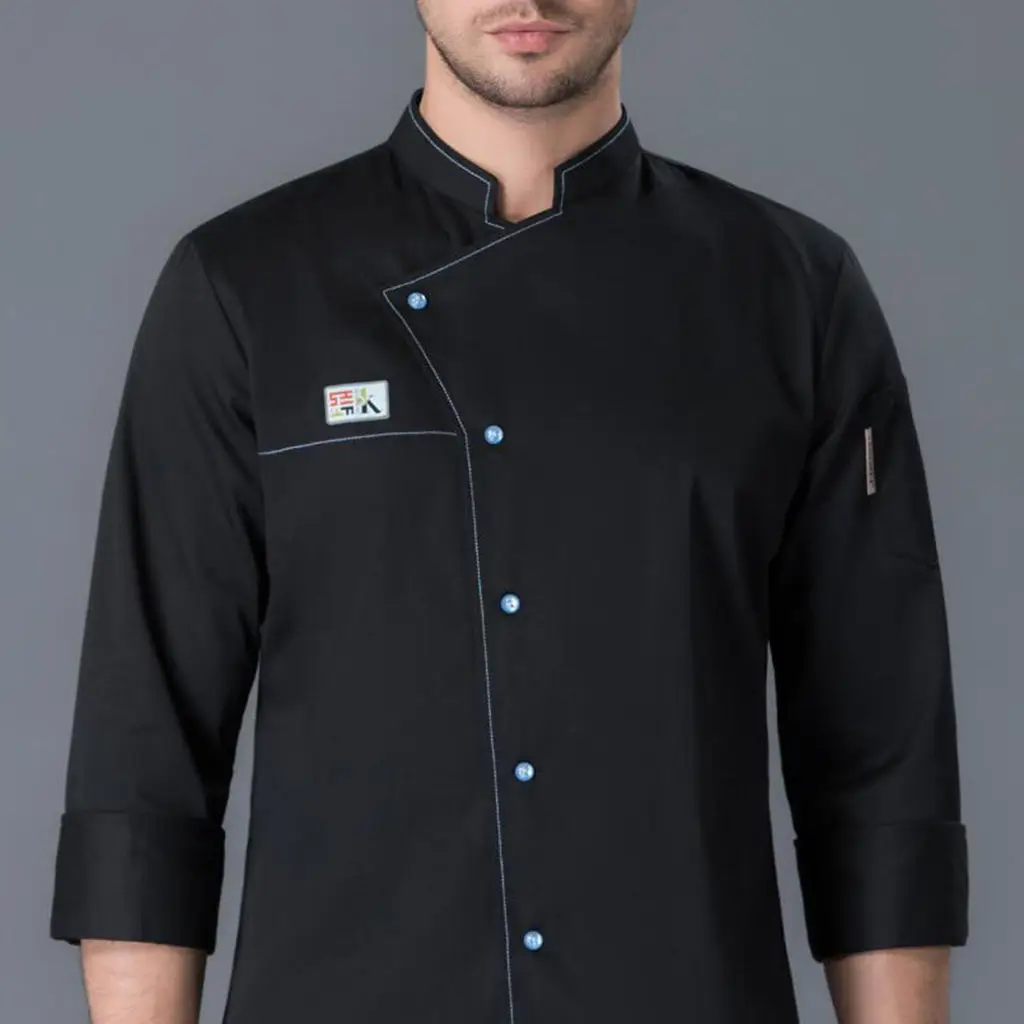 nisex Chef Jacket Chef Coat Long Sleeved Shirt Food Service Kitchen Uniform 