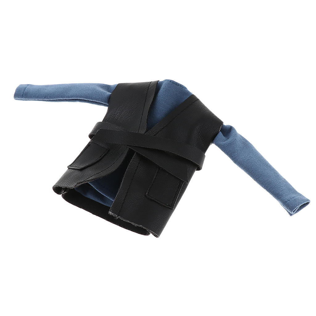 Fashion Handmade Doll Blue T-shirt & Leather Waistcoat Set For Blythe Doll For 12inch Doll 1/6 Kids Toys