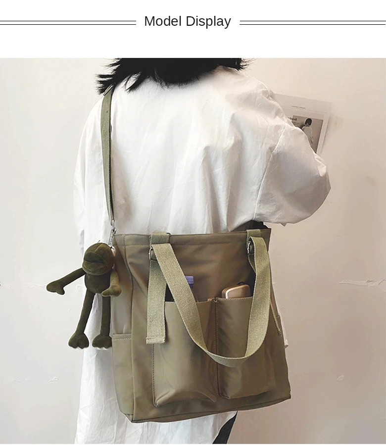 Women's Bag Shopper Simple Fashion Zipper Handbags Nylon Waterproof Solid Crossbody Large Capacity Tote Shoulder Bags For Women