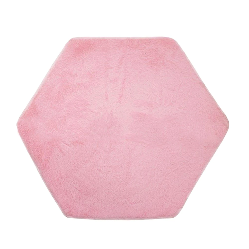 Pink Hexagonal Plush Play Tent Floor Cushion Carpet Kids Floor Activity Rug