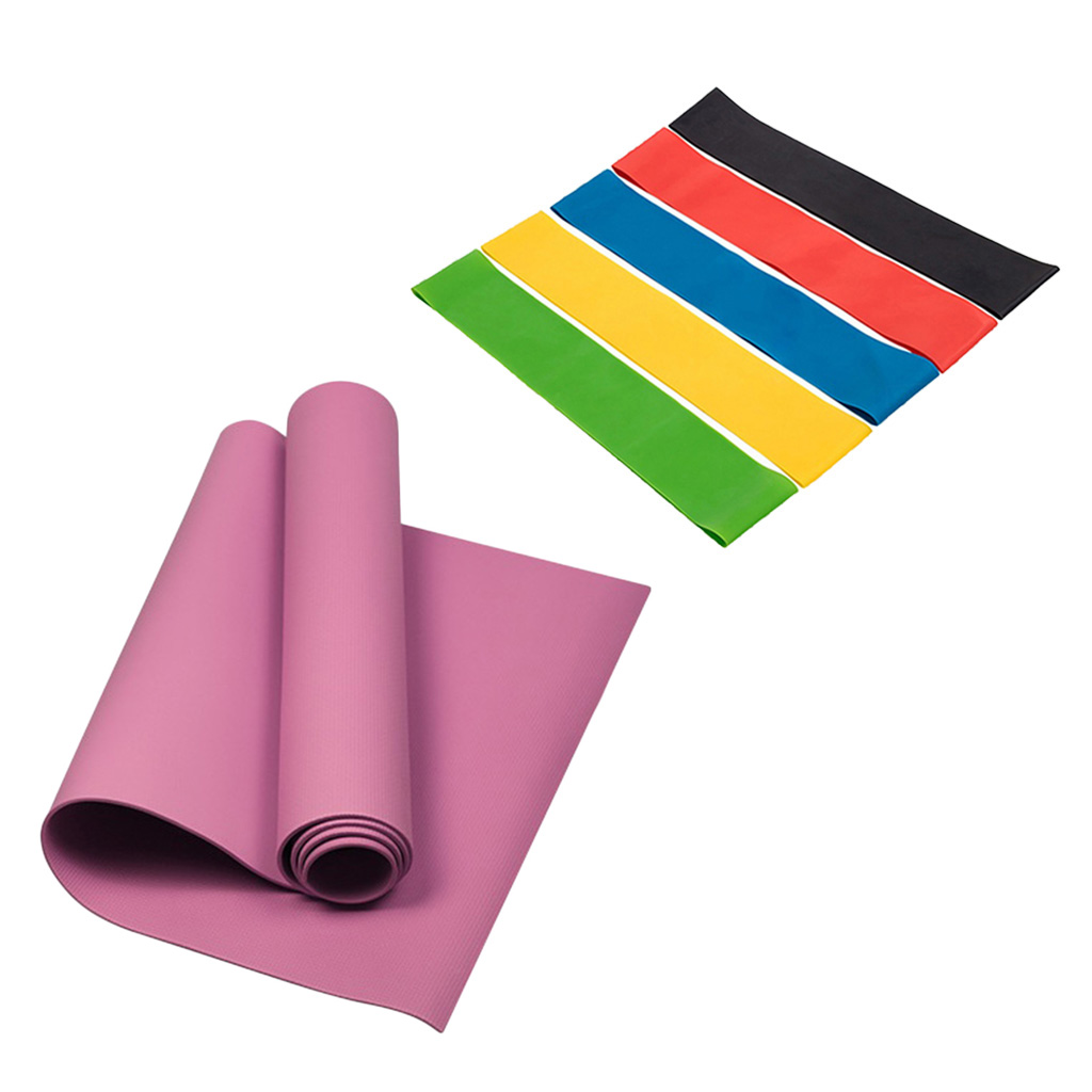 Yoga Mat Exercise Training Resistance Bands Set Latex Leg Exercising Loops Band
