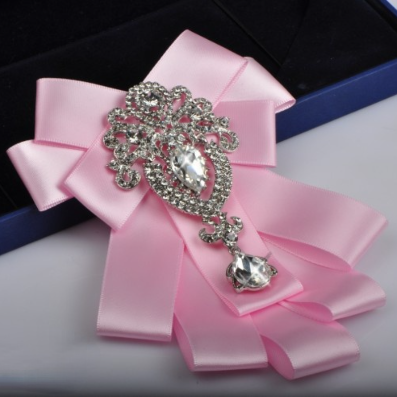 Korean Fashion Band Bowtie Broschen Strass Kristall herren Hemd Krawatte Kragen Pins Luxus Hochzeit Brosche Zubehör – Detail 4
