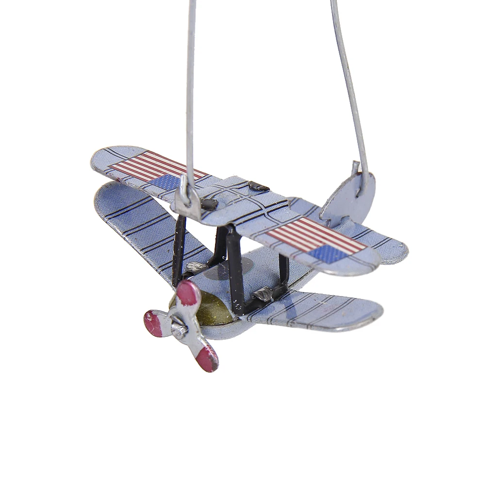 Retro Wind Up Rotating Airplane Carousel Clockwork Tin toy Collectible Gift