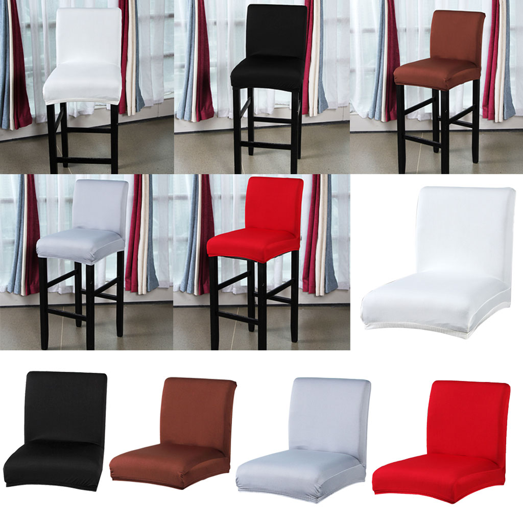 Stretch Short Chair Seat Cover Bar Height Stool Slipcovers for Wedding Party
