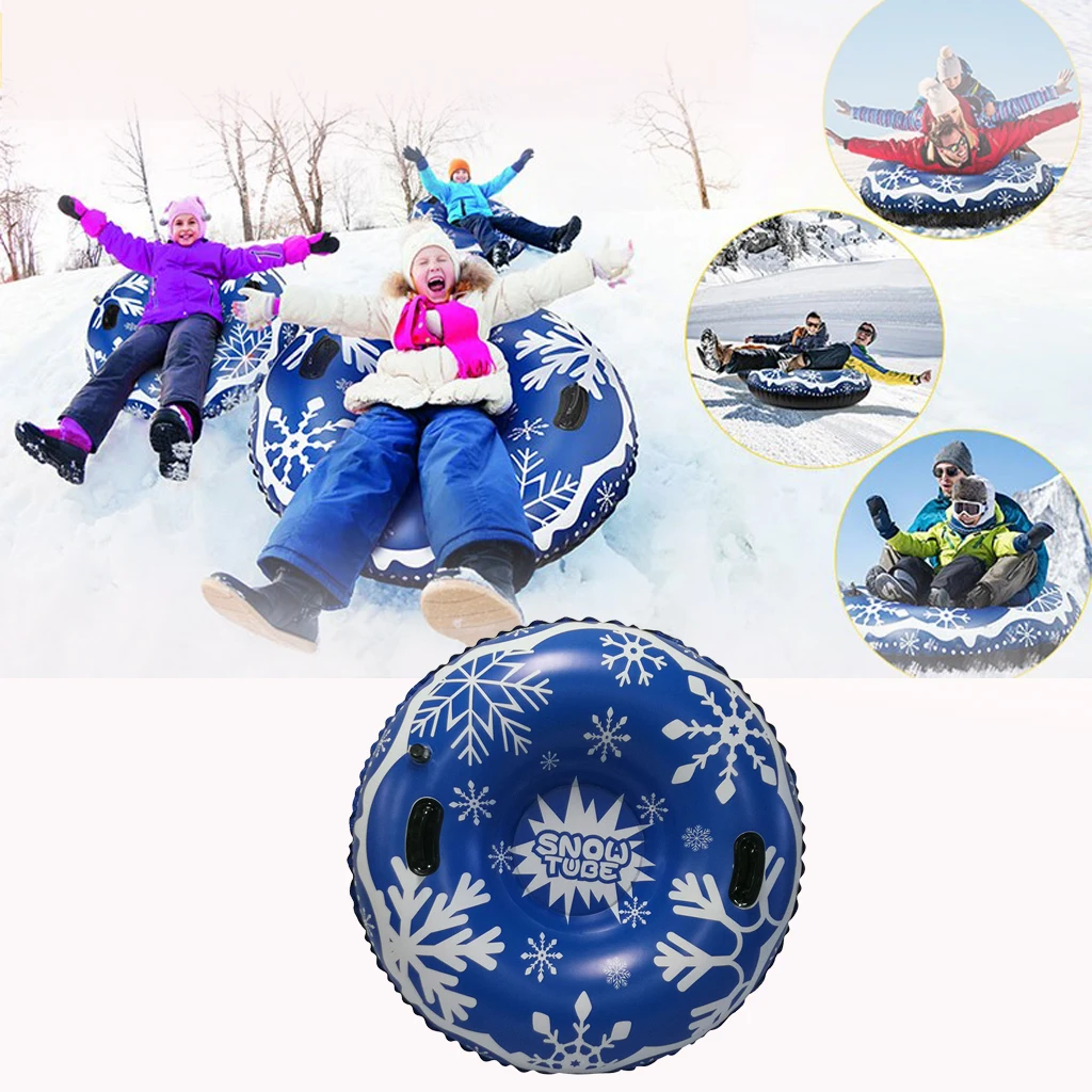 Premium Inflatable Snow Tube 47`` Sled Heavy Duty Snow Sledding Tube Inflatable Sled Sledding Tube Winter Toy