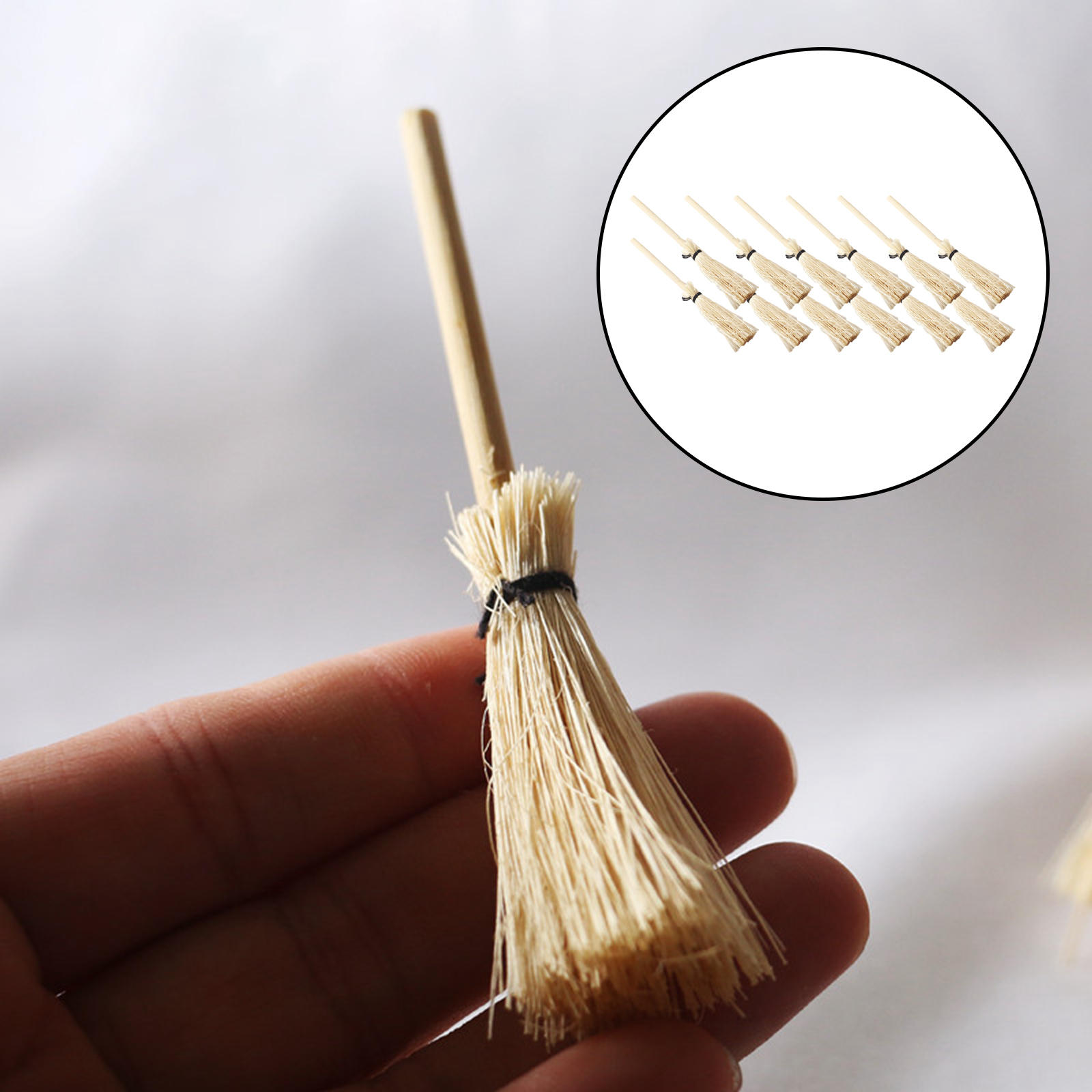 12 Pieces Dollhouse Miniature Broom Mini Broom DIY Crafts Playset for Dollhouse Costume Cosplay Party Decoration Accessories