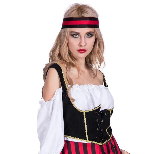 ReneeCho Disfraz de pirata para mujer, vestido de lujo caribeño, cosplay,  fiesta de Halloween, divertido atuendo para adultos