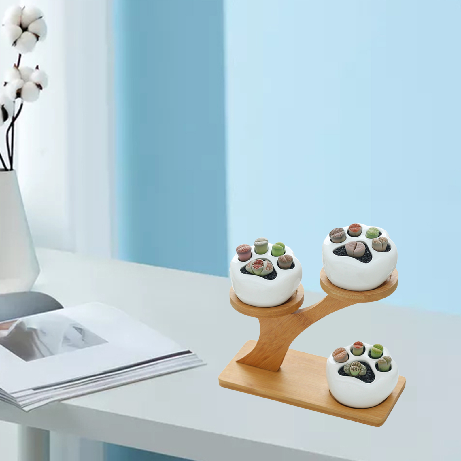 Succulent Plant Pot Flower Decor Cat Claw Flower Pot for Living Room Indoor Office
