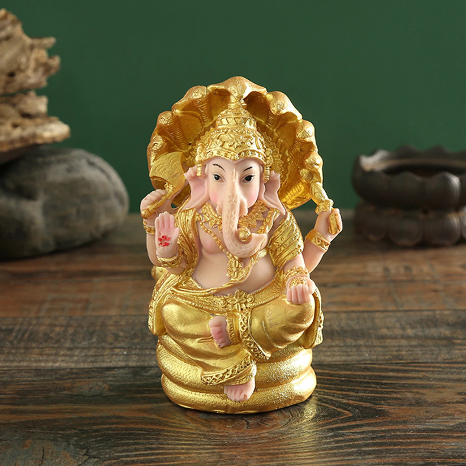 Ganesha Figurine India Elephant God Buddha Statue Home Porch Mandir Diwali Decor Sculpture for Car Dashboard Housewarming Gift