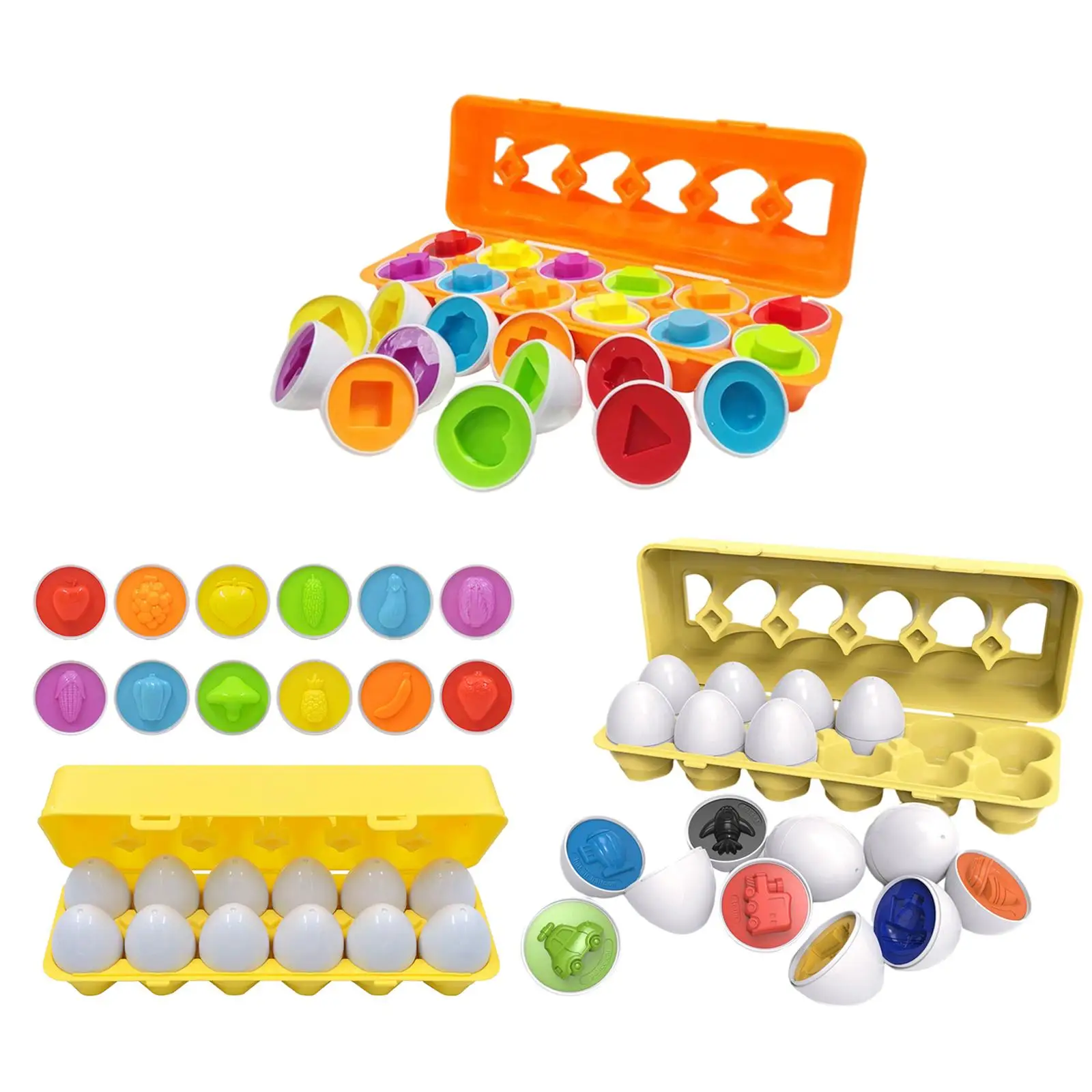 12x Matching Eggs Toy Color Recognizing Educational Shape Matching Learning Toy Puzzle Toys Fine Motor Skill Toy for Toddler