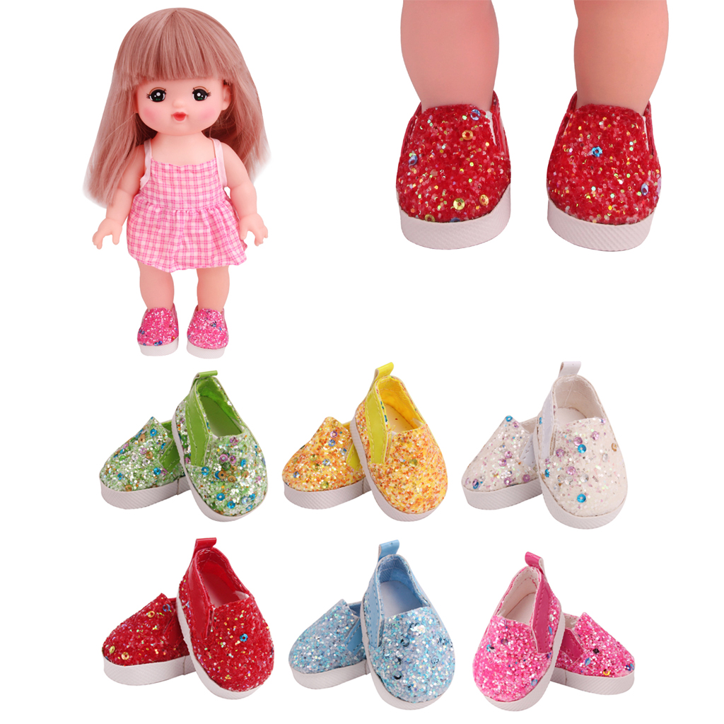14.5Inch Doll Glitter Flat Shoes For Mellchan Baby Dolls Accessories 6 Color