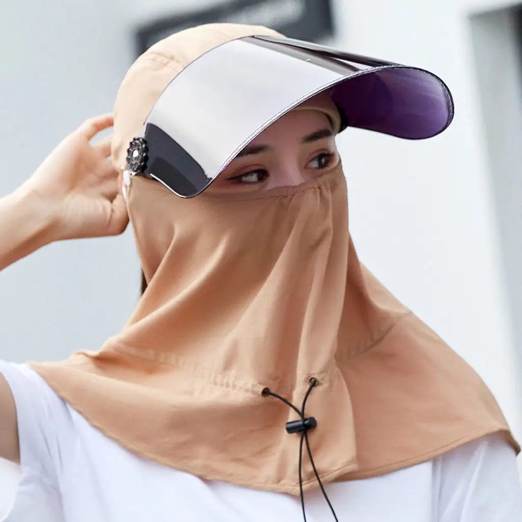 Adjustable Sun Visor  Outdoor Sports Anti-UV Solar Hat Neck Flap Golf Tennis Anti Dust Mouth Mask Breathable Face Masks