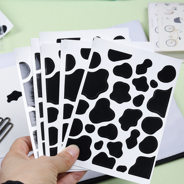 65PCS Cute Black and White Cow Graffiti Stickers Waterproof DIY