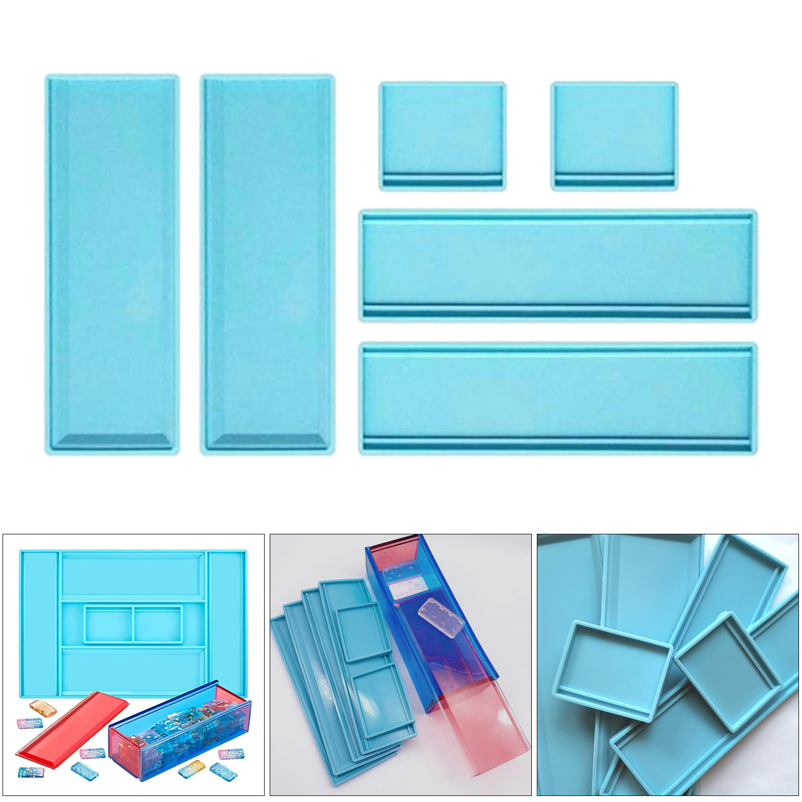 Epoxy Resin Mold Domino Storage Box Mould Container Craft Casting Art Adults