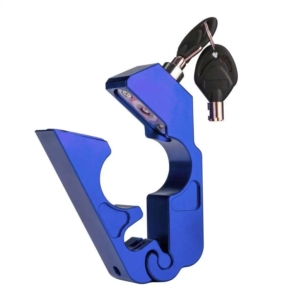 Blue Motorcycle CNC Grip Lock Security Handlebar Brake Lever Lock for Scooters