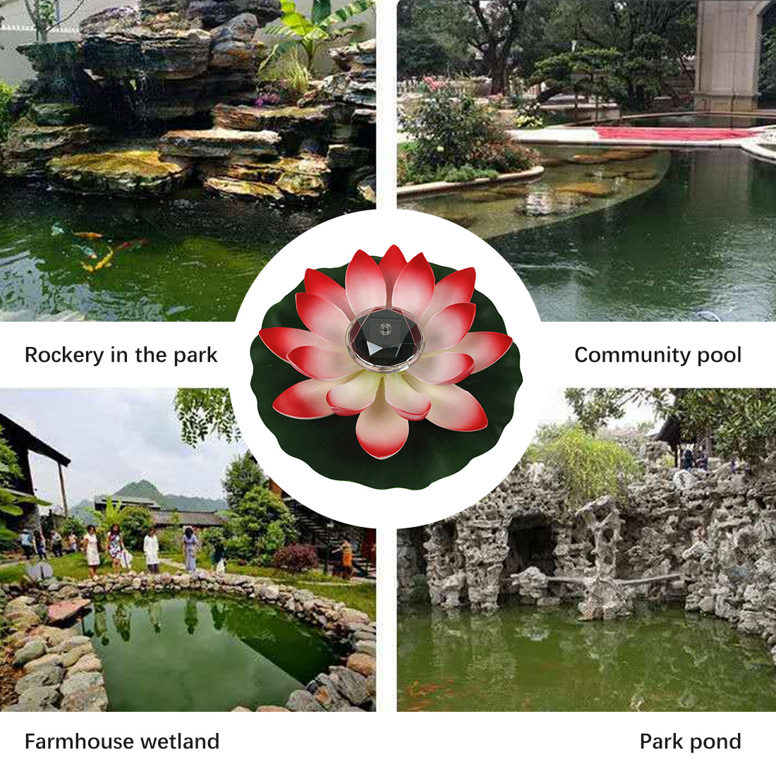 Flor de Lótus Decorativa sem Bateria Forma Lagoa Lanterna Flutuante Led Festival Outdoorwaterproof Jardim Lâmpada Iluminação Luz 8 Luzes subaquáticas