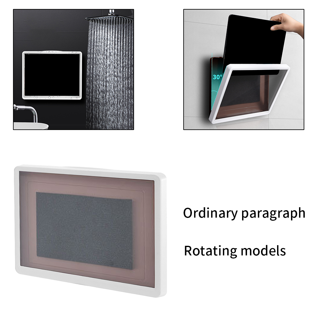 Rotated Wall Mount Shower Mobile Phone Holder Bathroom Case Mount Shelf HD Anti-Fog Punch-Free Handsfree Touch Screen