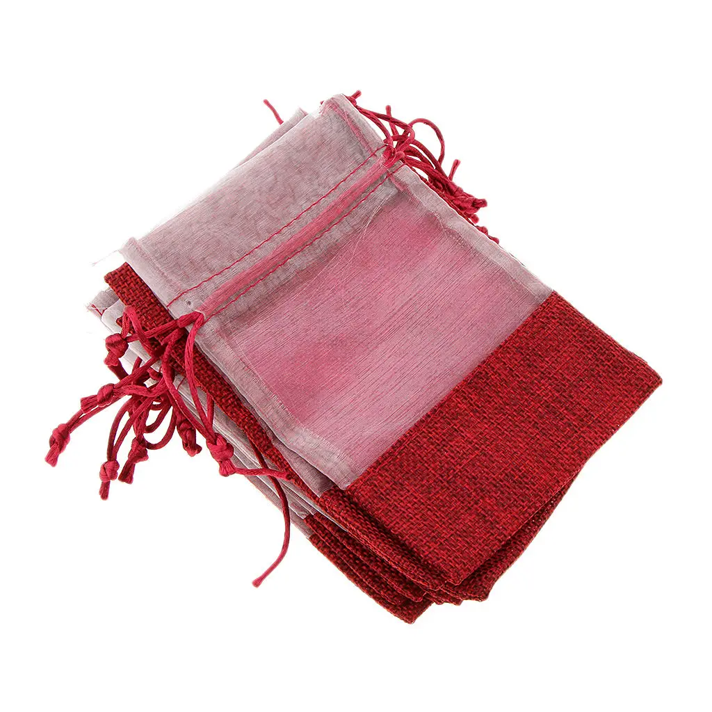 10pcs Cotton Linen Sack Jewelry Pouch Drawstring Bag Wedding Favor 15 x 10cm