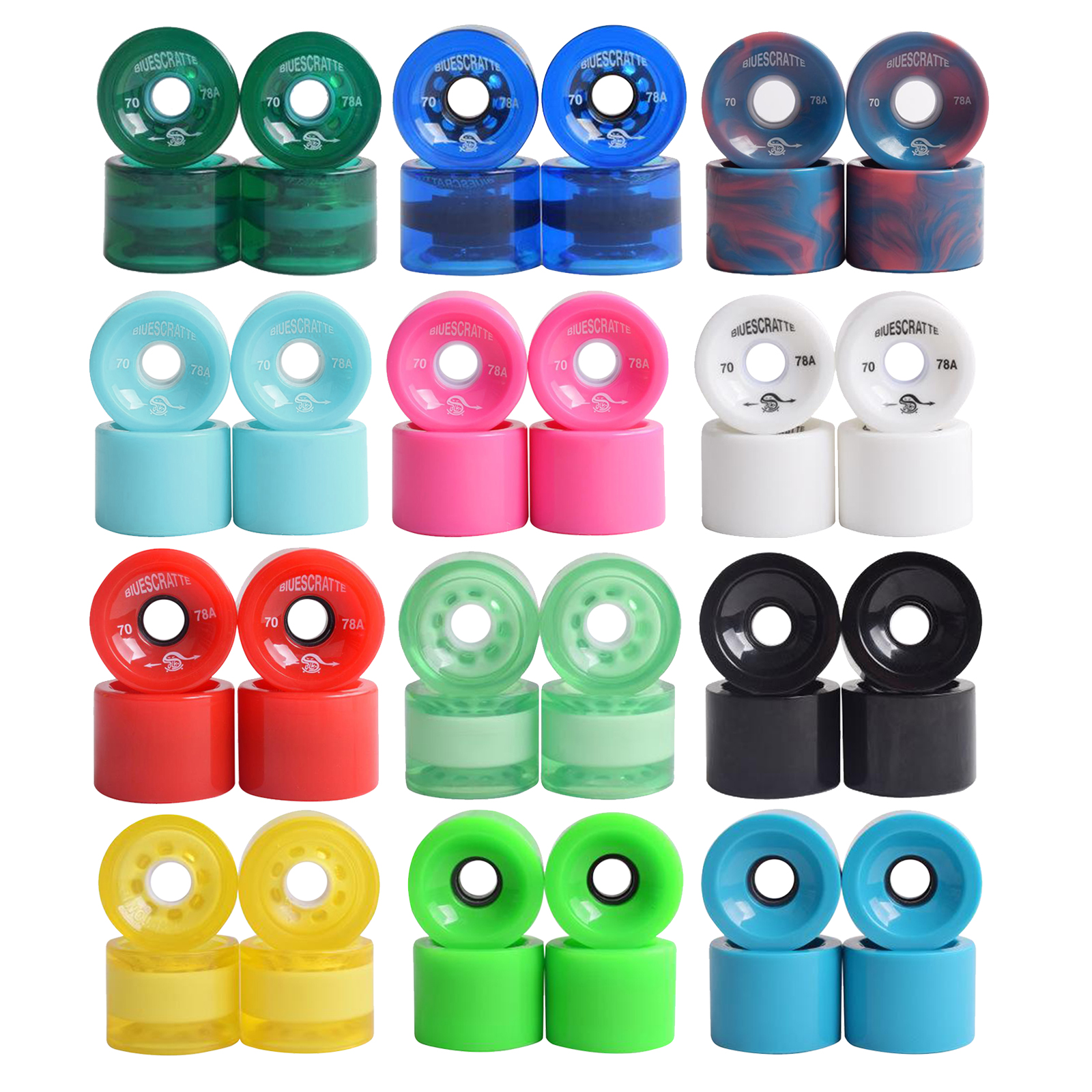 4Pcs/Set Multicolor High Elasticity Skateboard Wheels 78A ABEC-9  High Performance PU Wheels For Skateboard