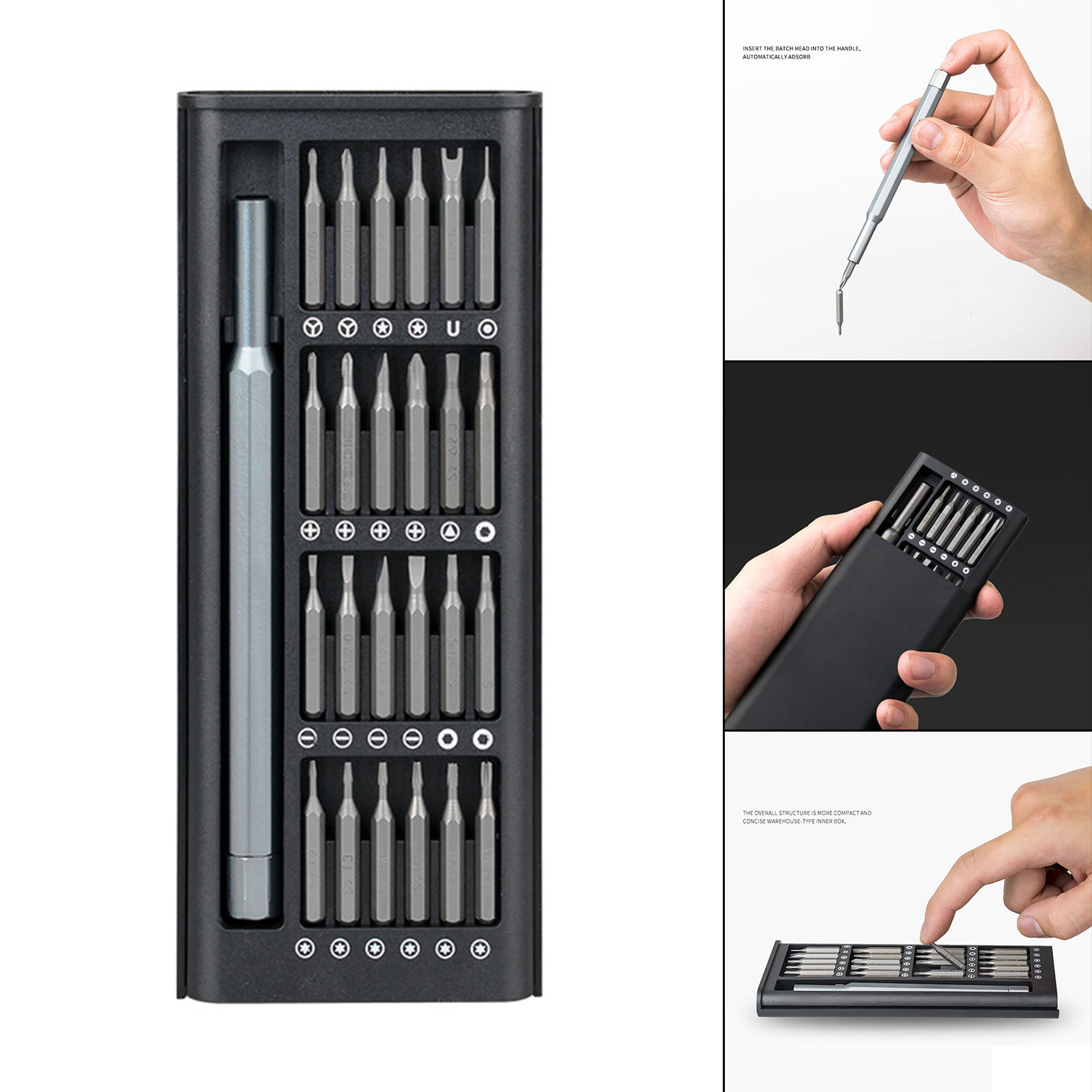 Pocket Screwdriver Kit Hand Tool 25 in 1 with Case Magnetic Driver Bit for Home Cameras Smartphone Glasses Watch