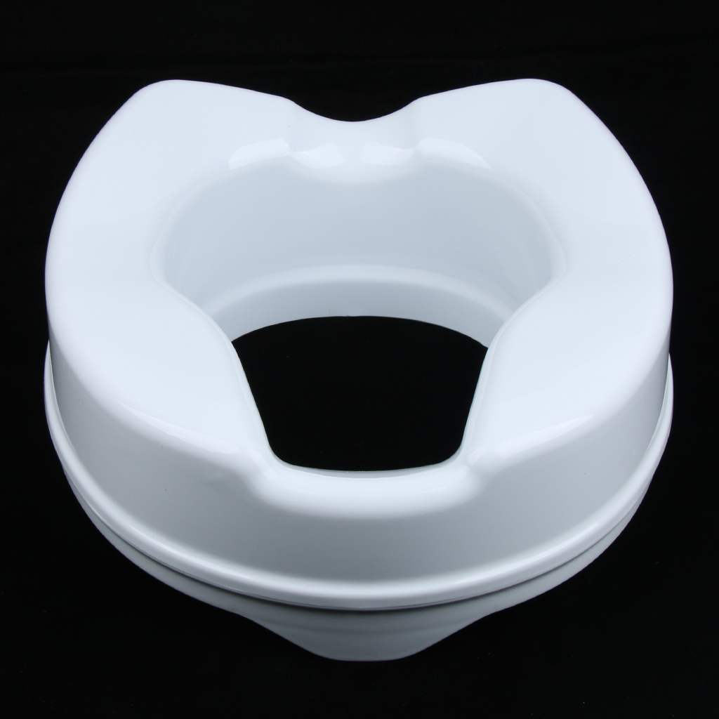 Portable Plastic Toilet Seat Riser Raised Elevated Safety White without Cover - 4 Inch