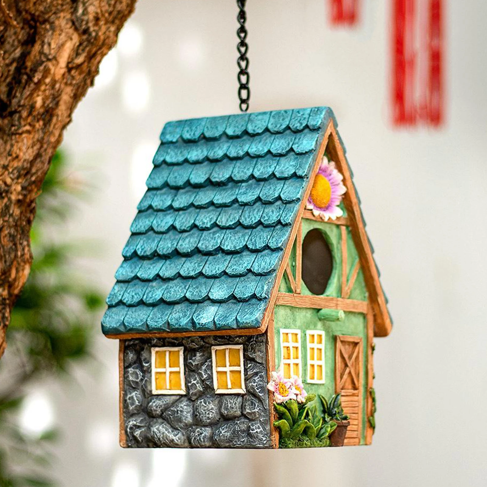 Hand-Painted ing Birdhouse Country Cottages Bird House Patio Nesting Box