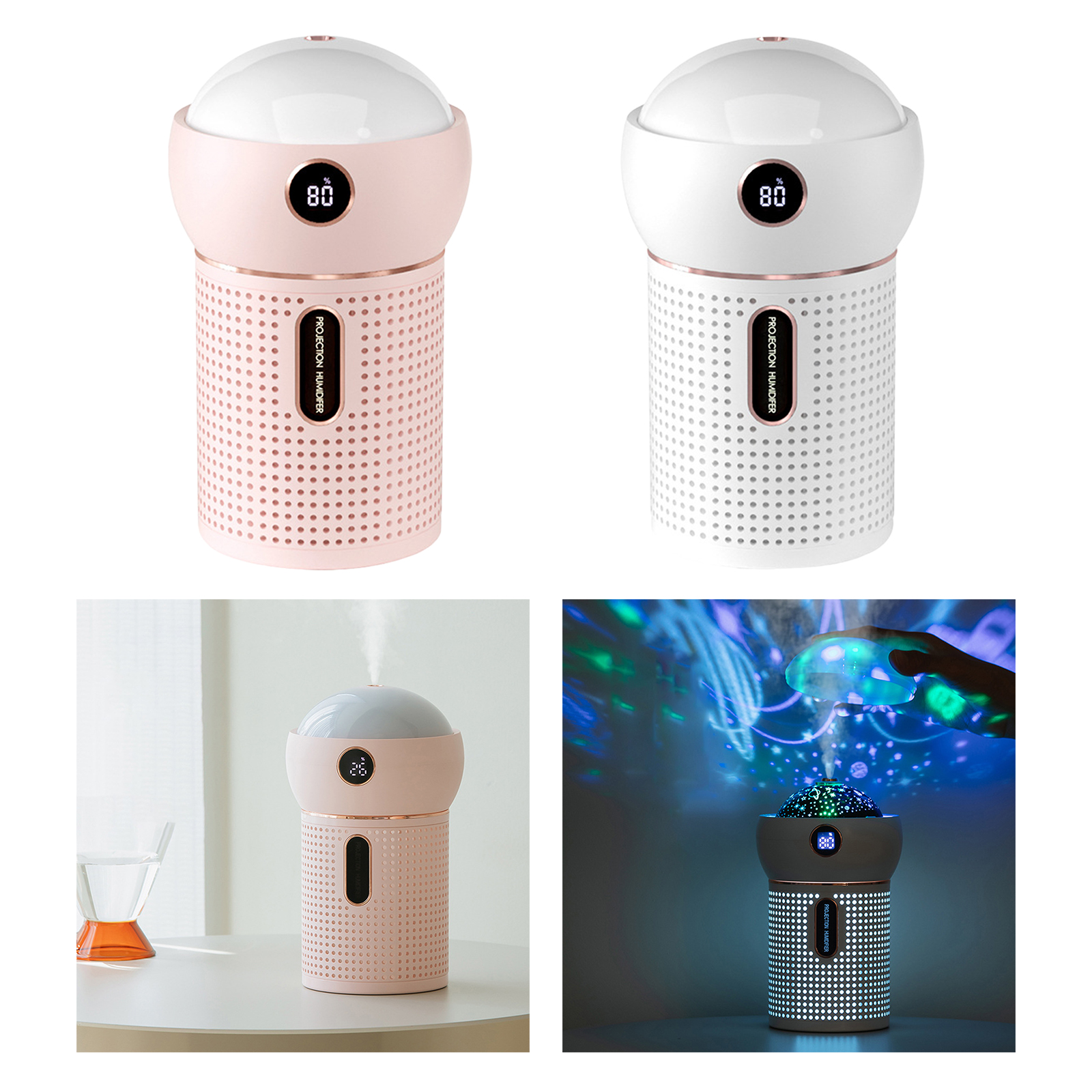 630ML Air Humidifier Cool Mist Aroma Diffuser Projection Star Projector Night Light Essential Oil Diffusers Steam Maker