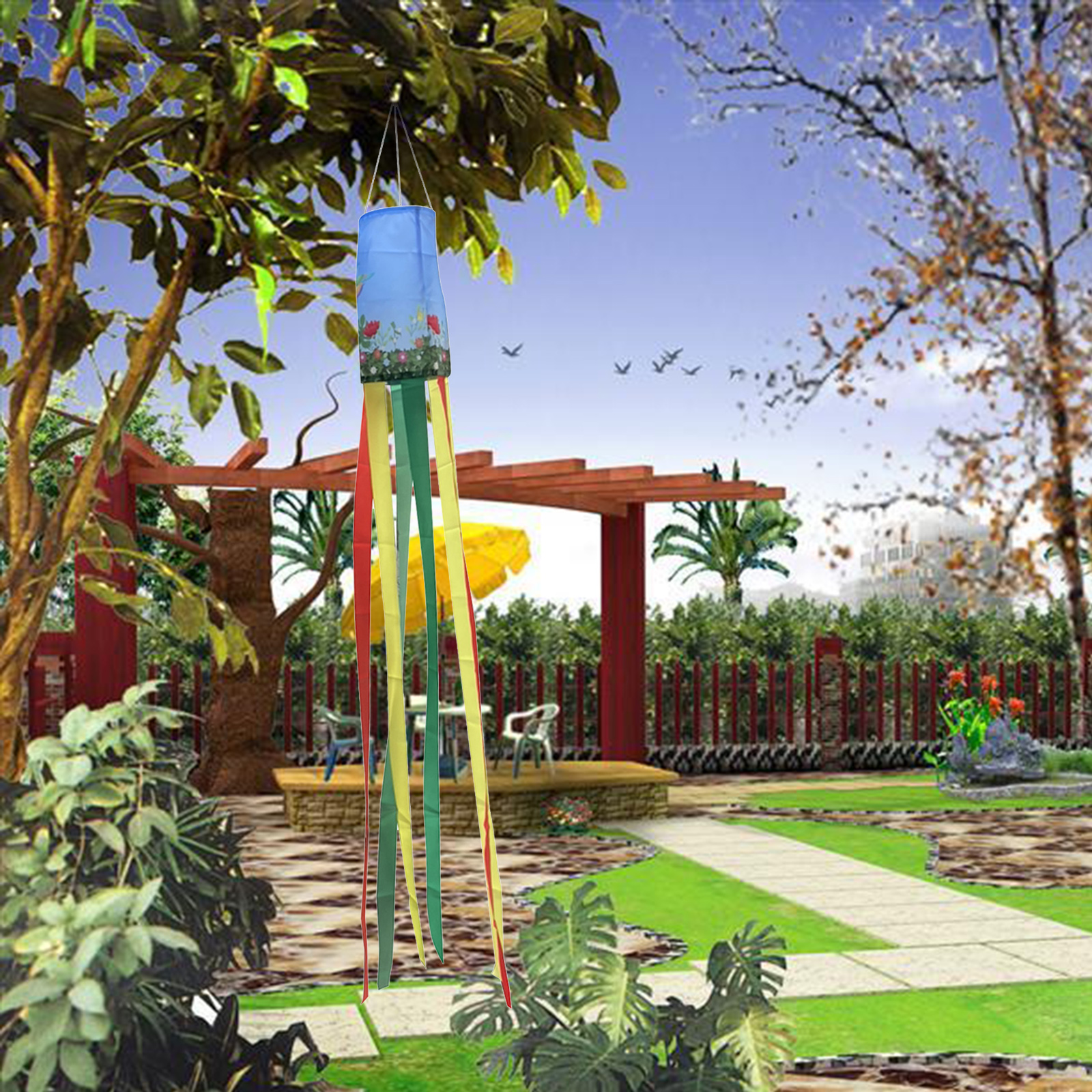 Summer Rainbow Hummingbird Windsock Decor Colorful Wind Sock Flag Banner Outdoor ing Decoration